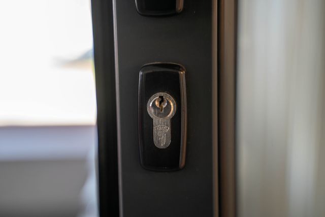 a close-up of a lock on a door