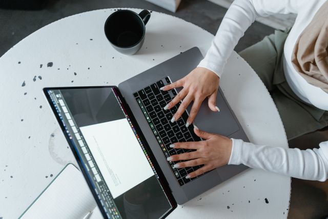 a person working at their laptop