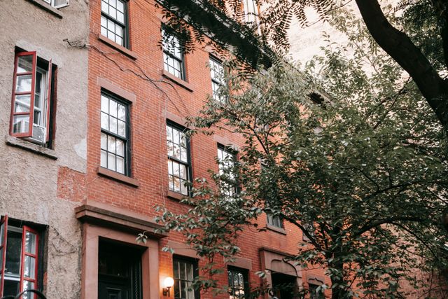 the exterior of a brick unit